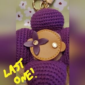 Crochet Flower Character Bagcharm-Purple and Tan Women's Accessory